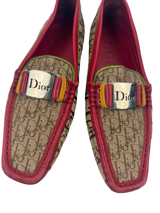 Christian Dior rasta monogram loafers with red and yellow accents #luxuryshoes ! Size Eu37.5 ! uk 4.5 ! #dior #diorRasta #rasta #galliano