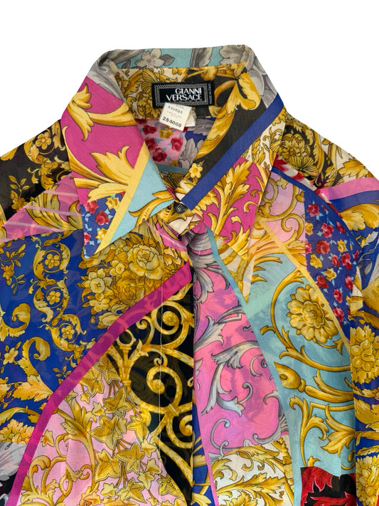 #Versace multi-coloured patchwork chain print shirt #Versace ! Size Uk 6-8 xX