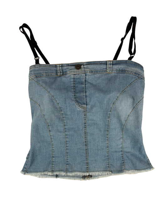 Blue denim dolce & gabbana corset top with adjustable straps