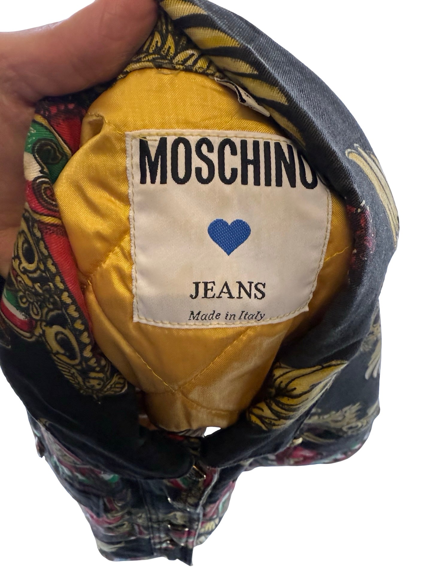 Moschino Italy love heart denim jacket