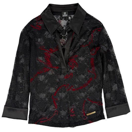 Versace lace up sheer mesh shirt
