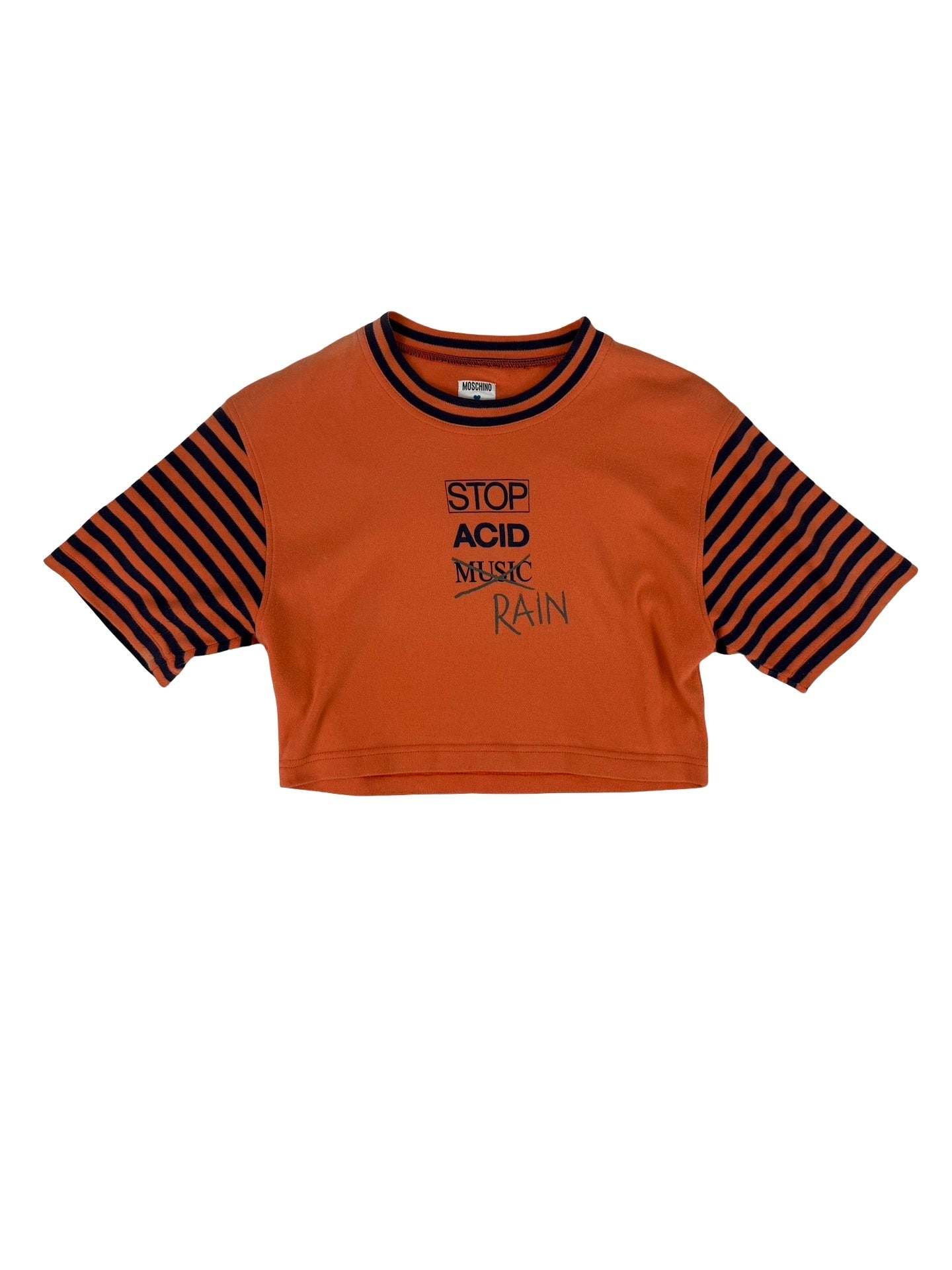 Orange and black striped crop top and skirt set #stripes Moschino Stop acid Music / Rain Dance #house #acid #music #rain