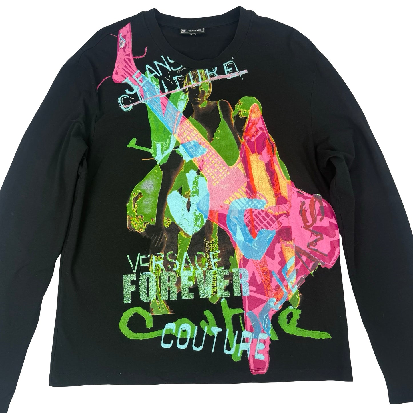 Black Versace long sleeve cotton t-shirt #streetwear X ray band long sleeve y2k top. One size ( large)