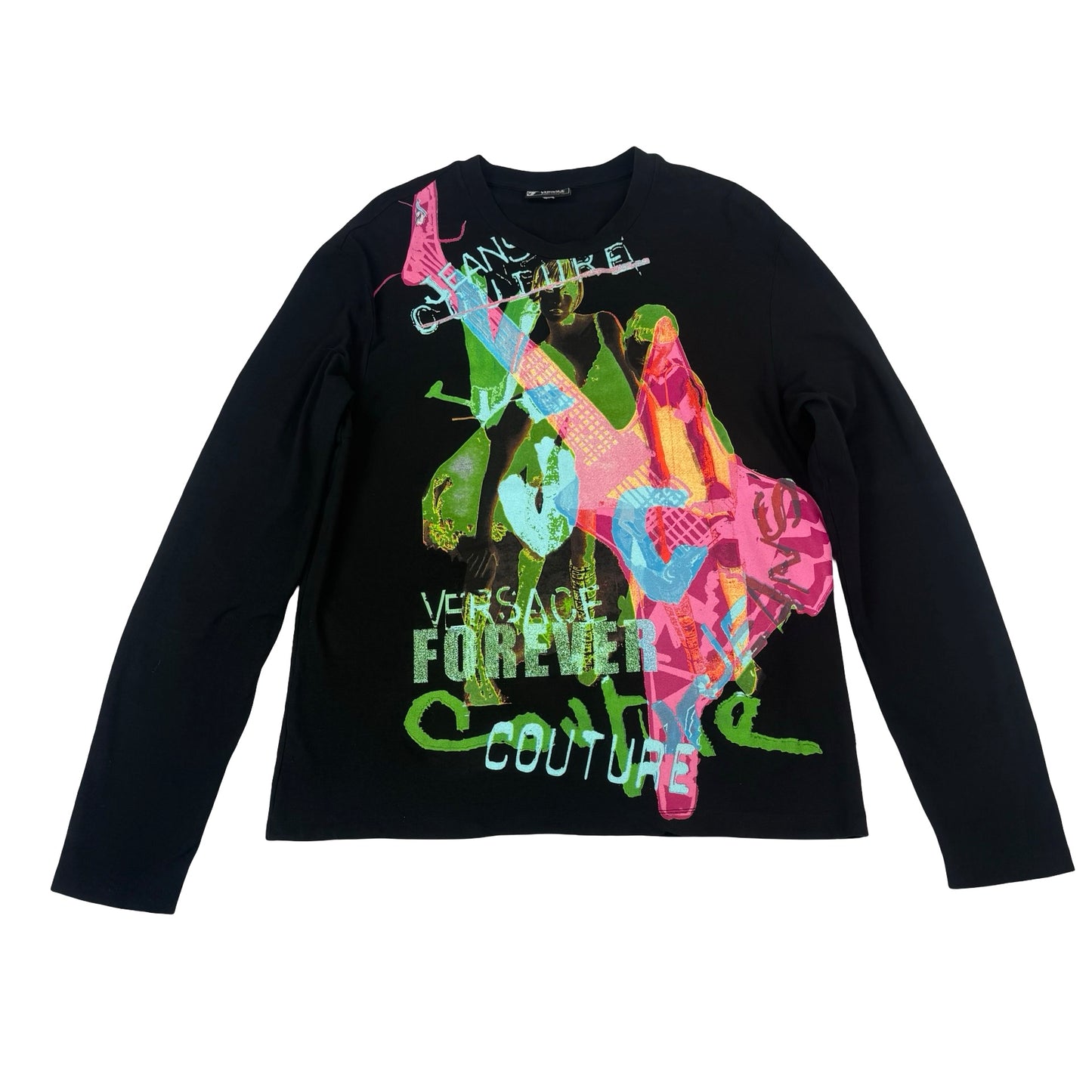 Black Versace long sleeve cotton t-shirt #streetwear X ray band long sleeve y2k top. One size ( large)