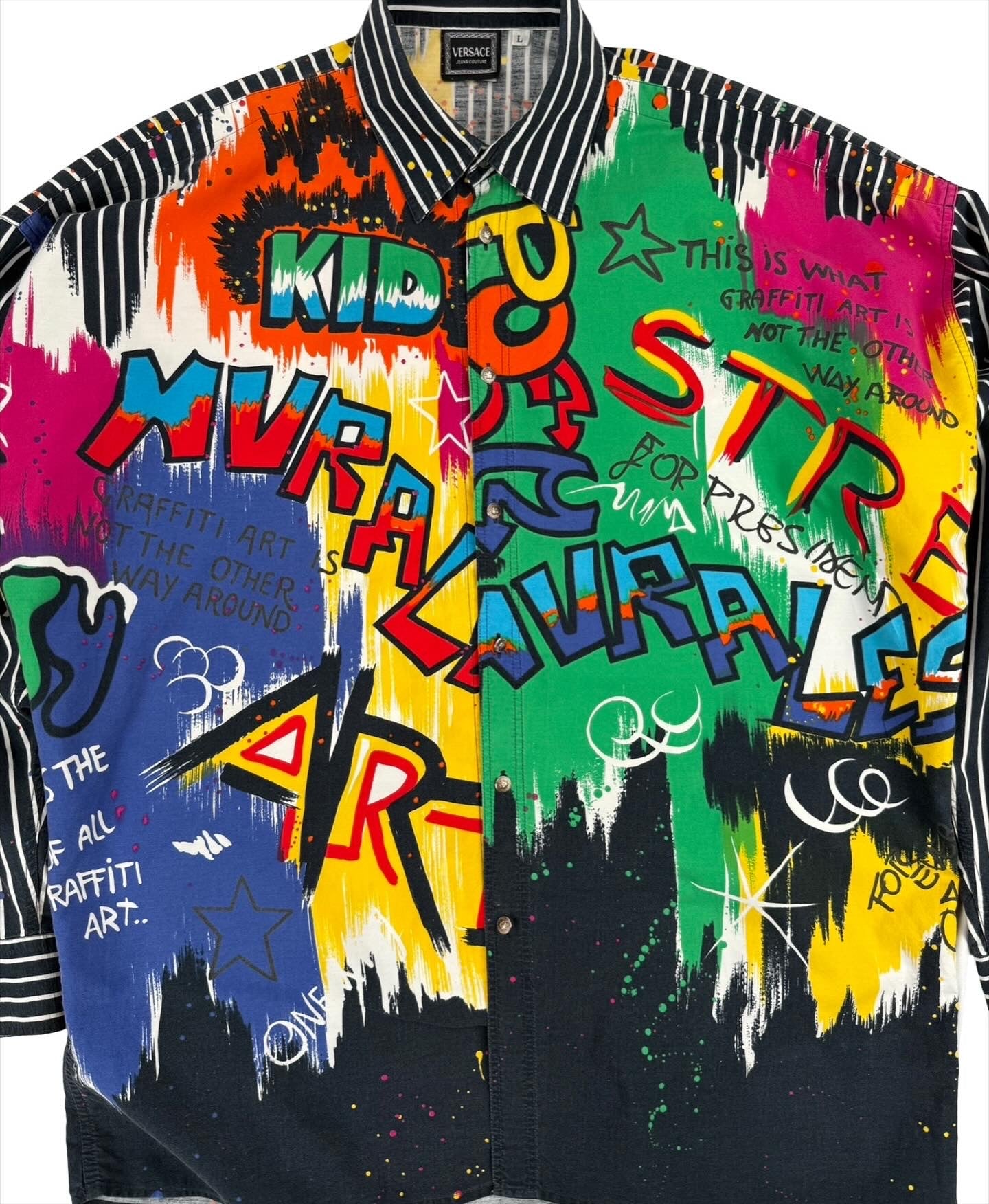 Versace Graffiti stripe shirt