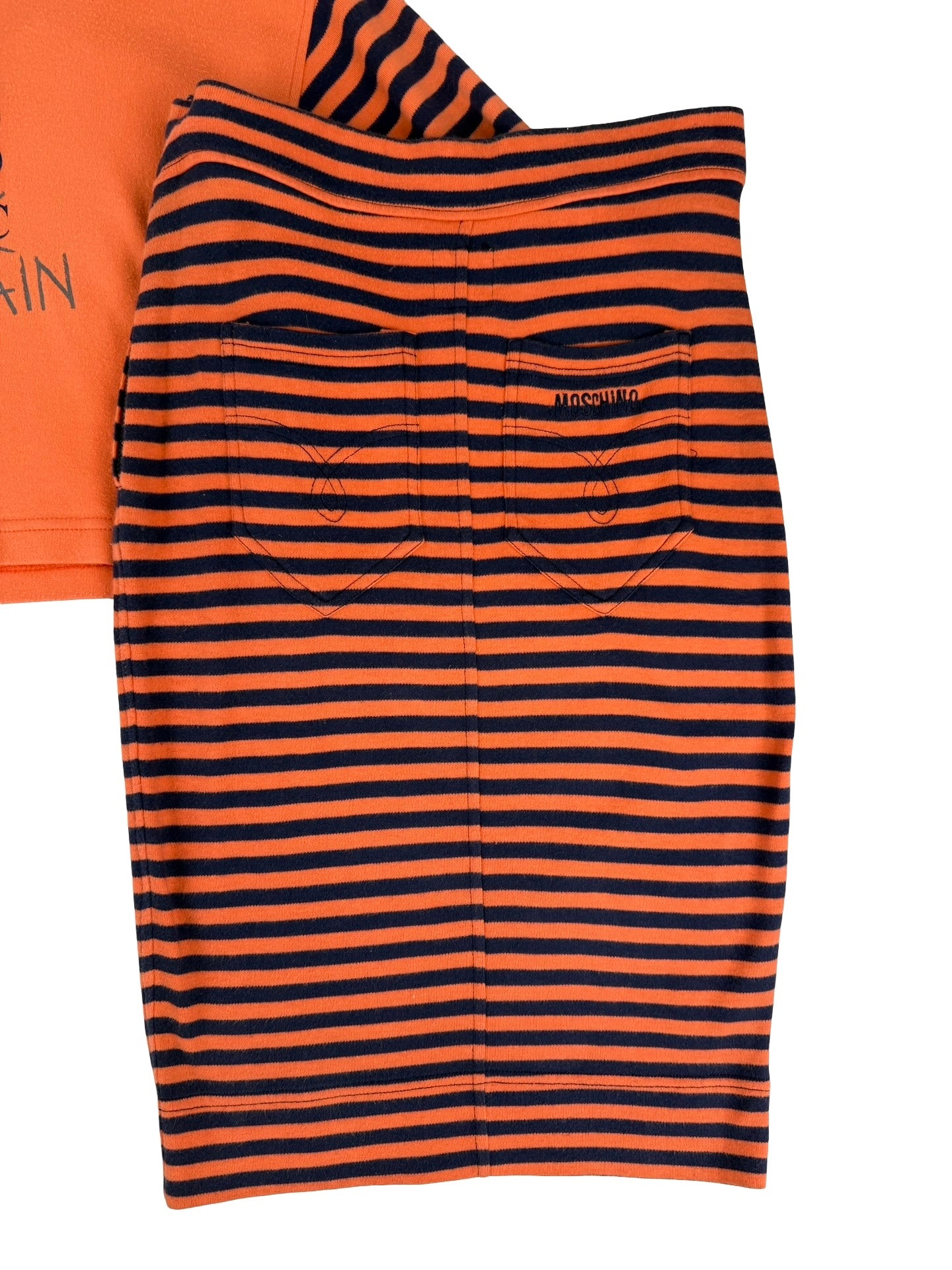 Orange and black striped crop top and skirt set #stripes Moschino Stop acid Music / Rain Dance #house #acid #music #rain
