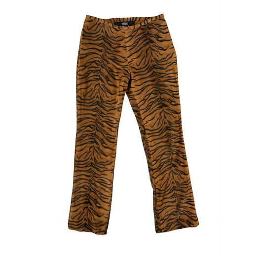 Versace animal print faux fur trousers