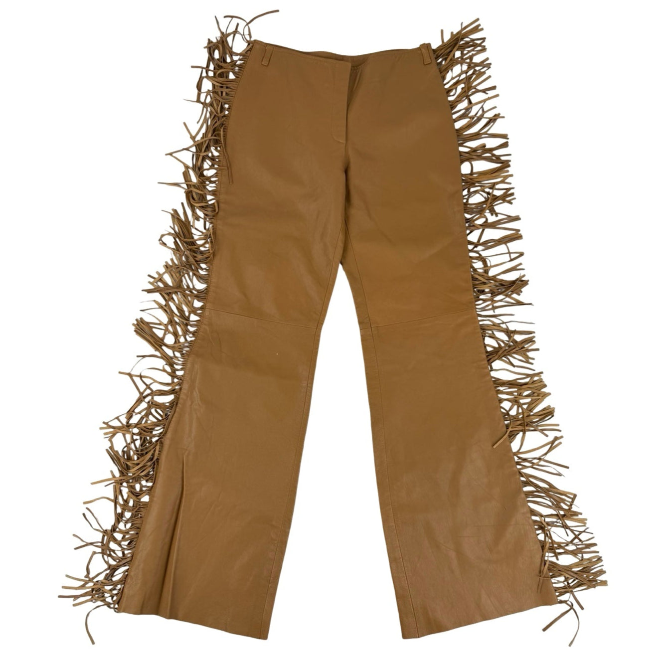 Castelbajac leather tassled trousers