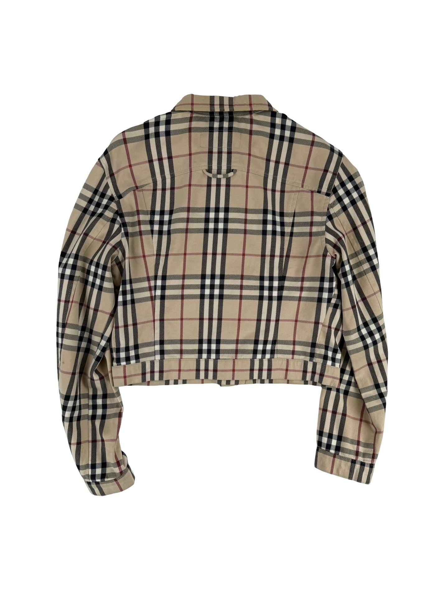 Burberry cream and black plaid cropped jacket