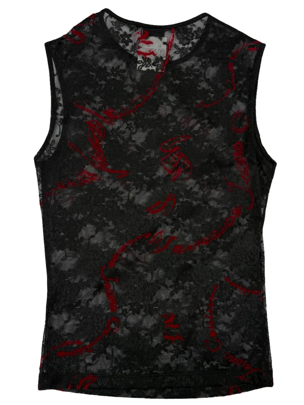 Versace lace up sheer mesh vest top