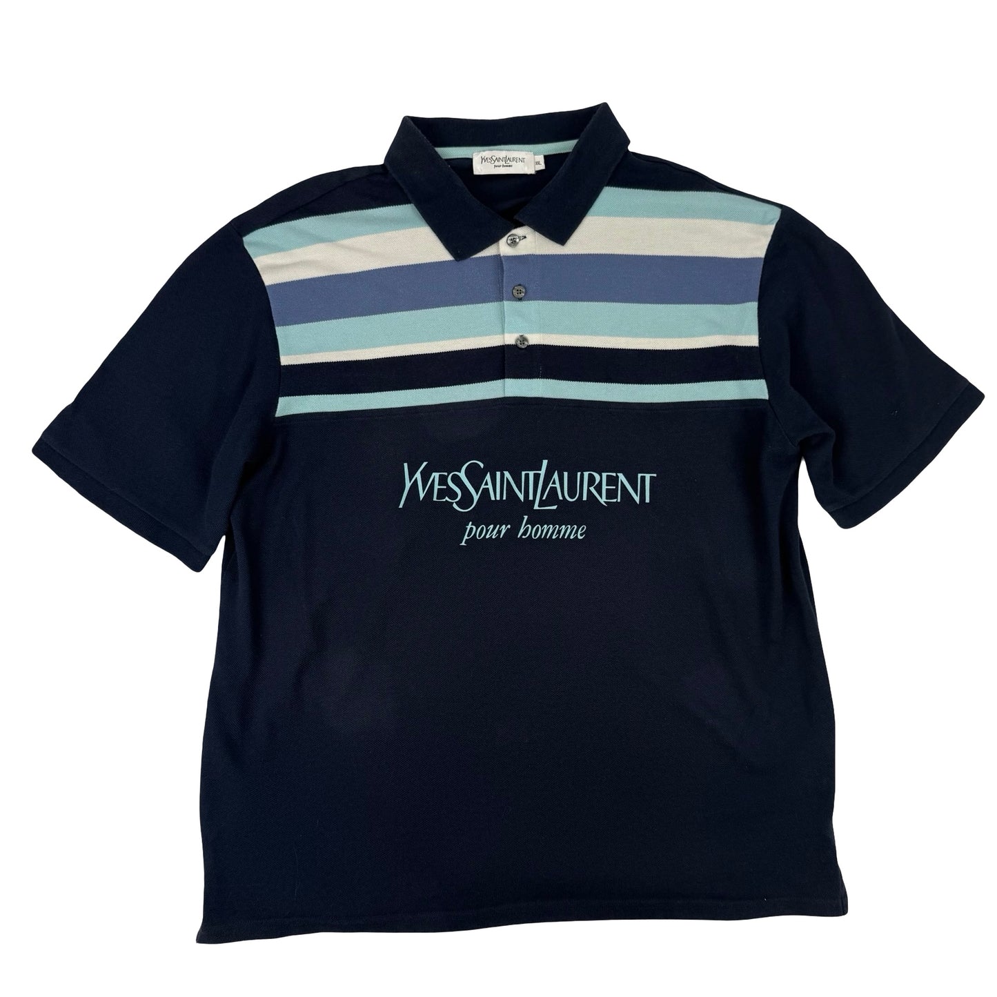 Yves Saint Laurent polo shirt in blue and white #YSL ! Size XXL