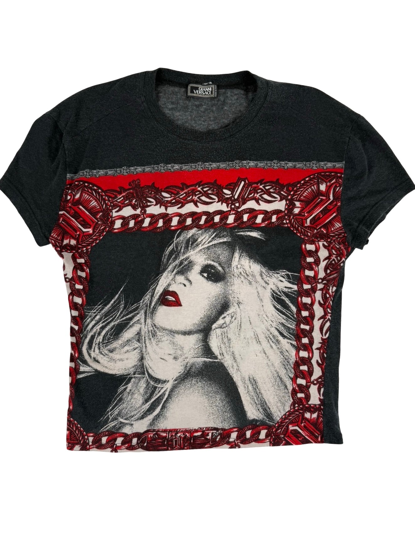 Gianni versace Black & red graphic donatella versace punk barbwire tee