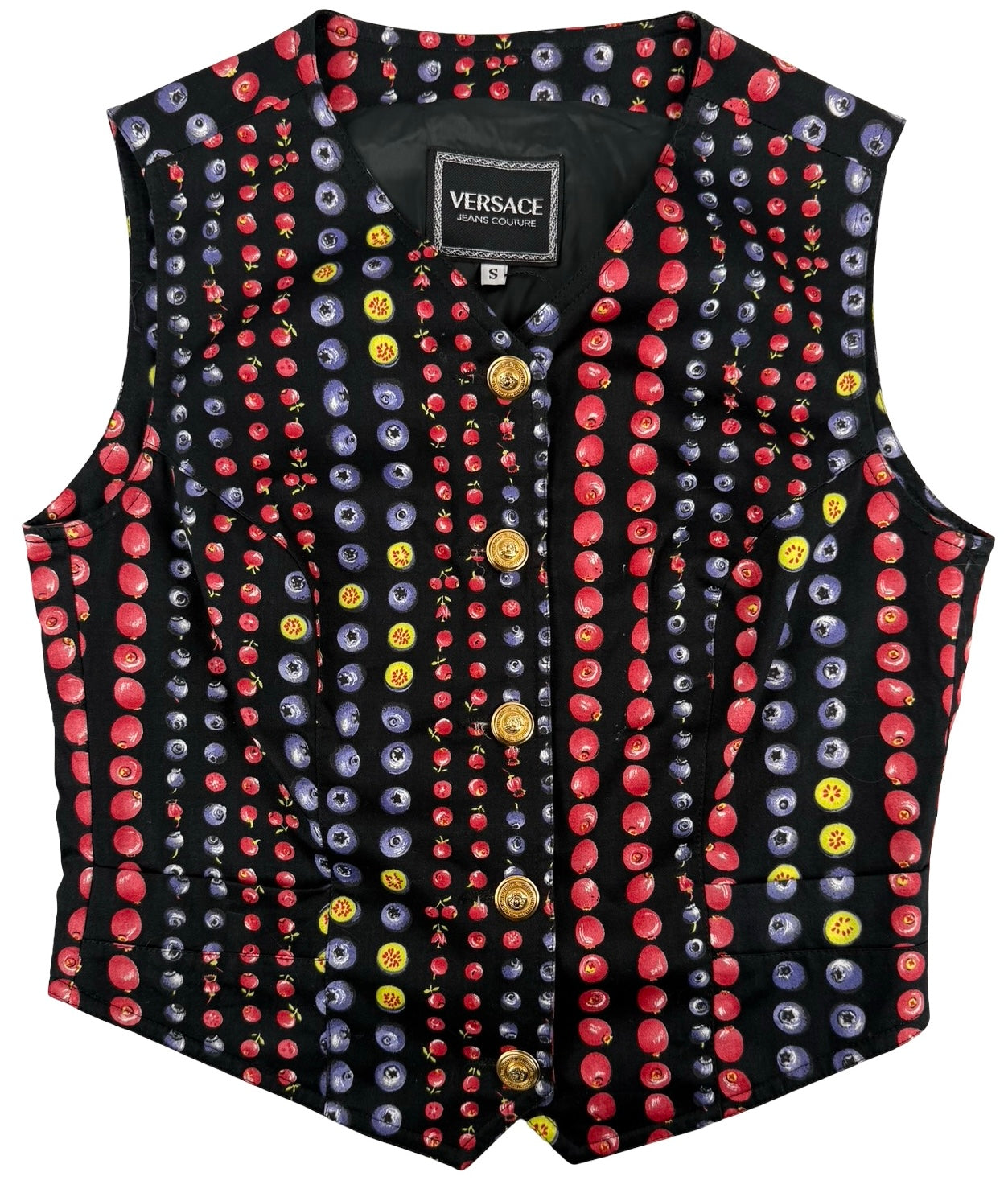 Versace berry print waistcoat