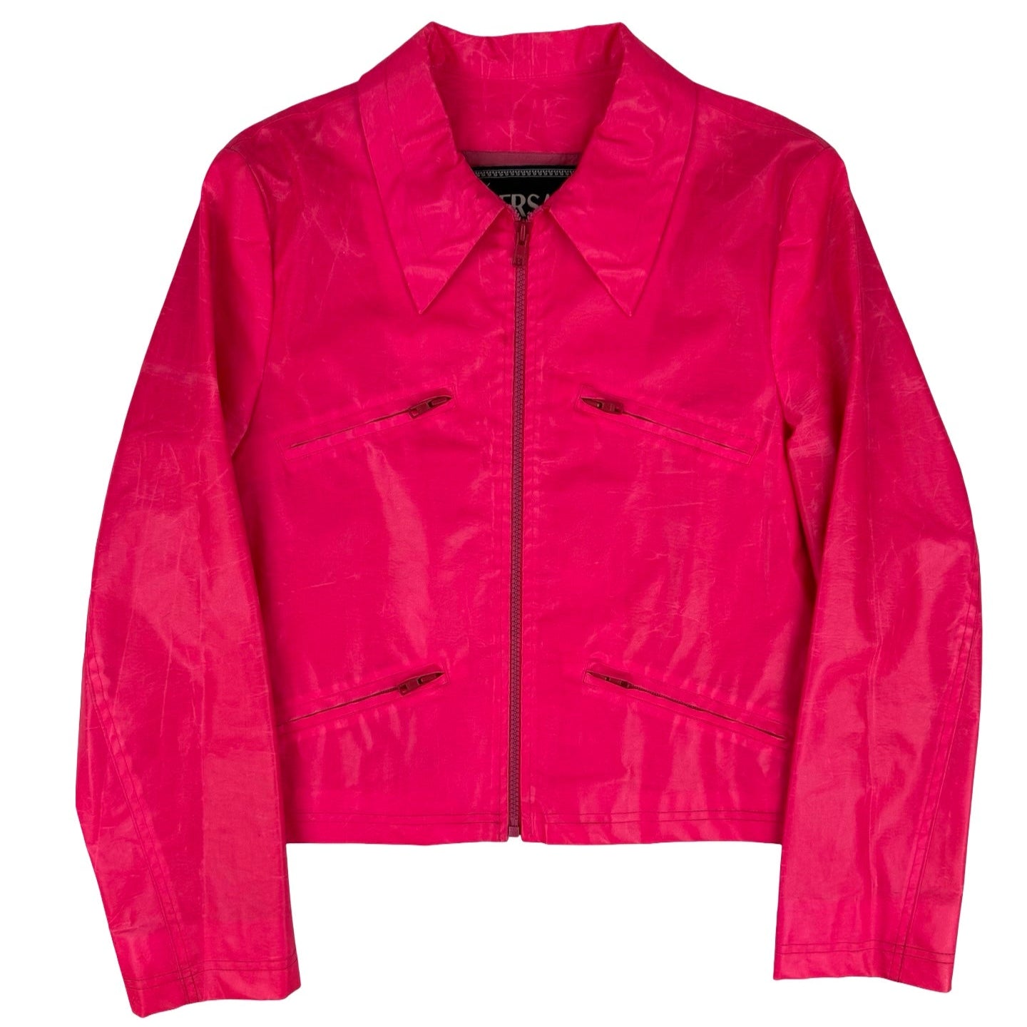 Versace neon pink pleather jacket