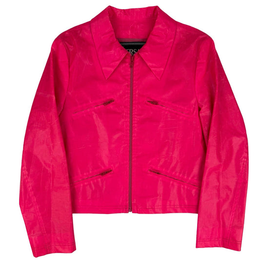 Versace neon pink pleather jacket
