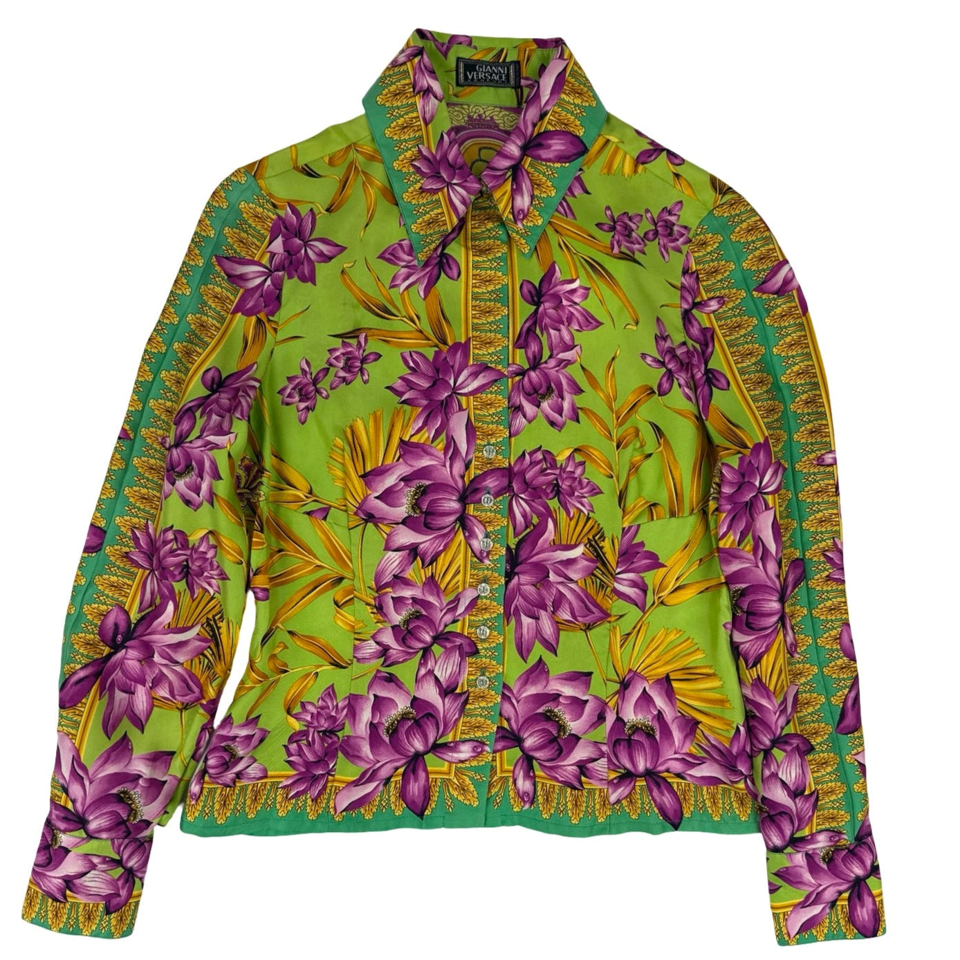 Versace buddha floral silk shirt