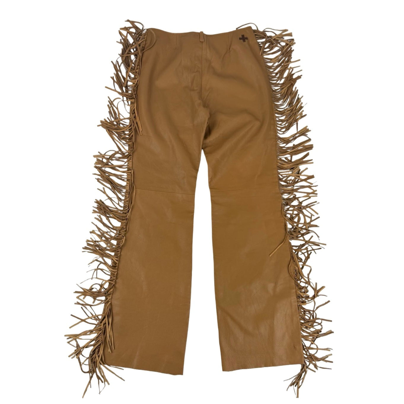 Castelbajac leather tassled trousers