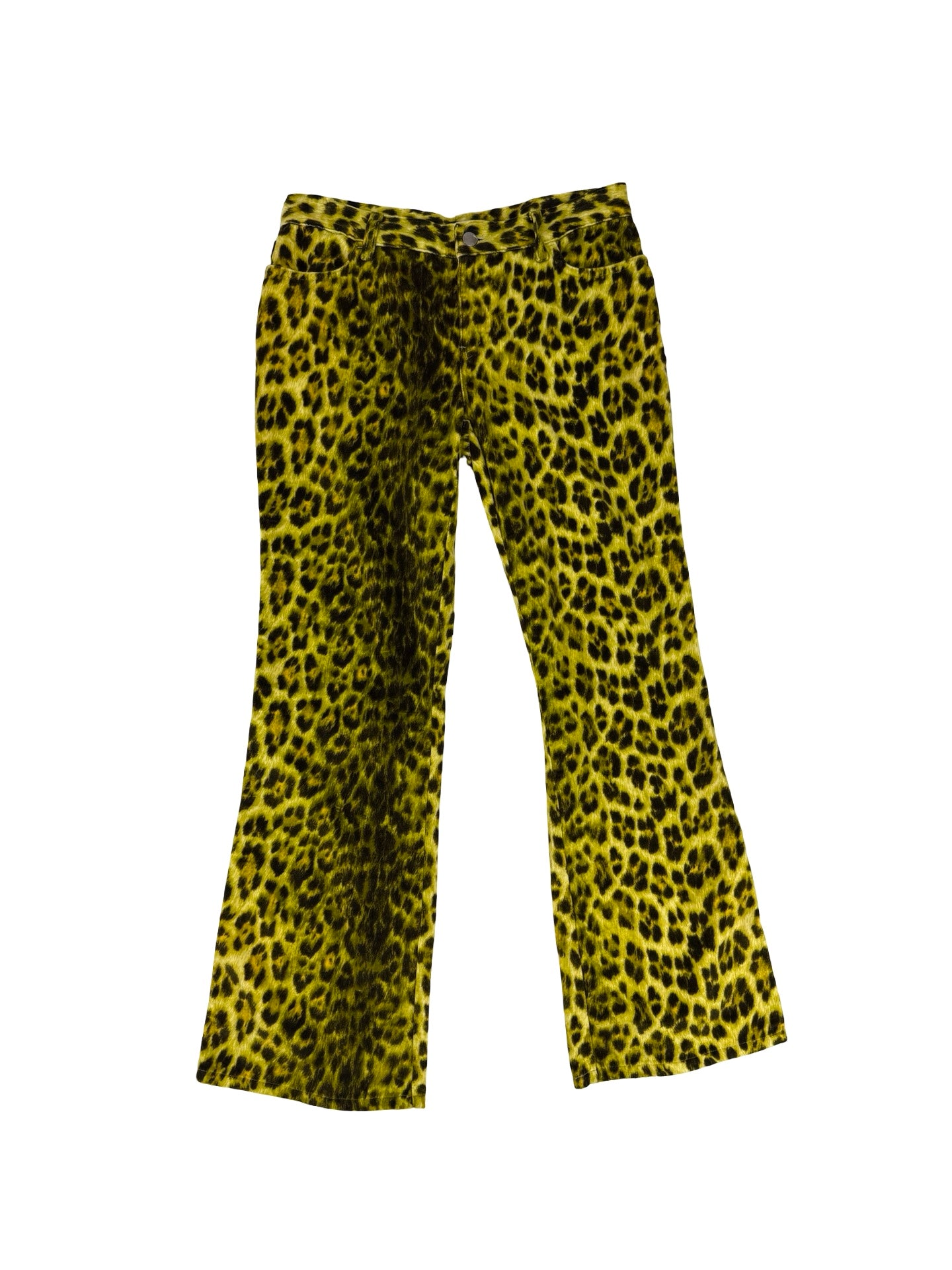 Yellow and black leopard print #velvet flare pants #leopardprint #flares! Uk 10
