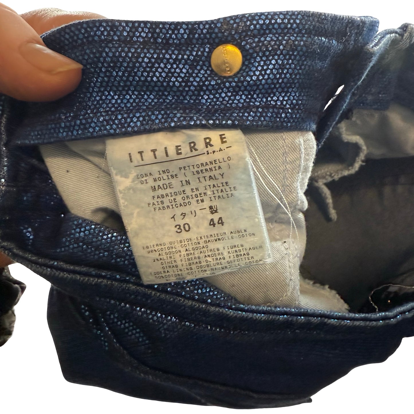 #Versace jeans couture Blue shinny denim jacket and pants set #denim ! Uk 10 #twopiece #shinny