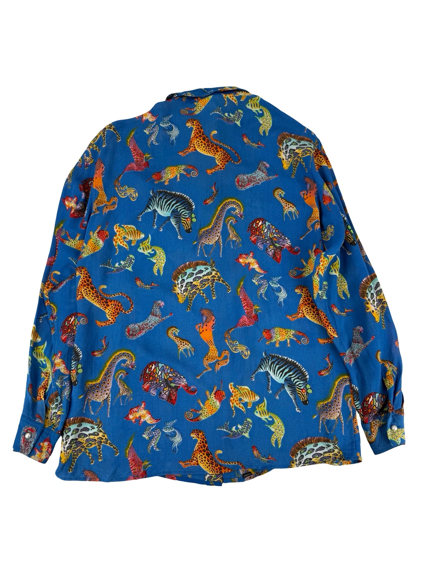 Versace zebra print button down shirt Versace ZebraPrint dinosaurs semi sheer