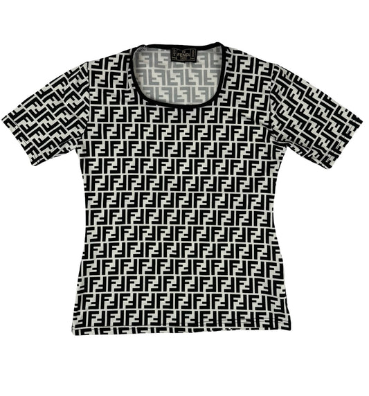 Fendi zucca black & white monochrome top