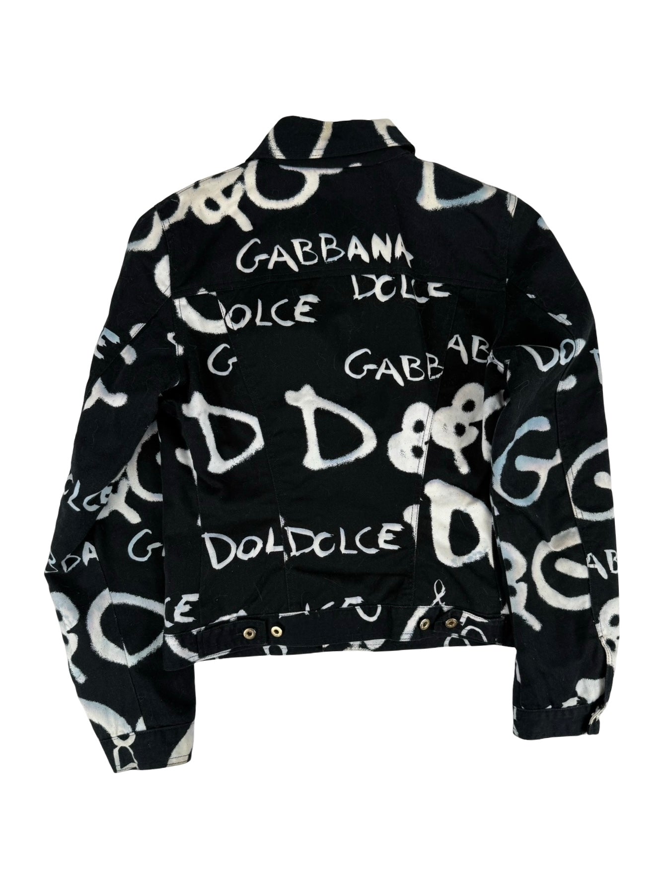 Dolce & gabbana D&G graffiti logo denim jacket with leopard print Lining