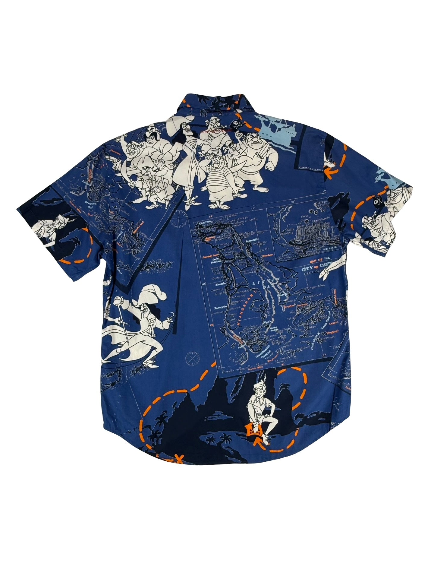 Short sleeved Disney Peter pan pirate castelbajac iceberg blue button-up shirt