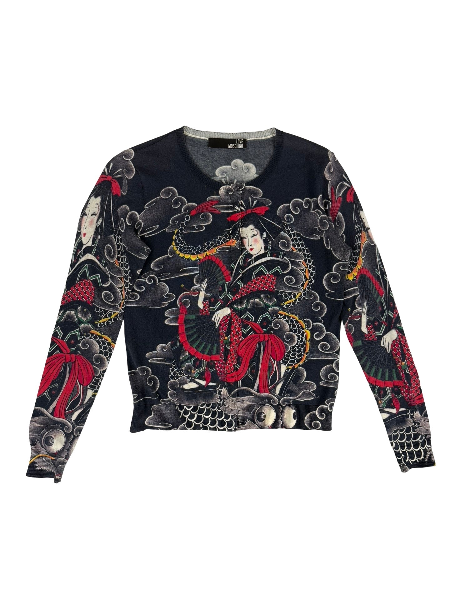 Asian dragon kimono Moschino love cardigan