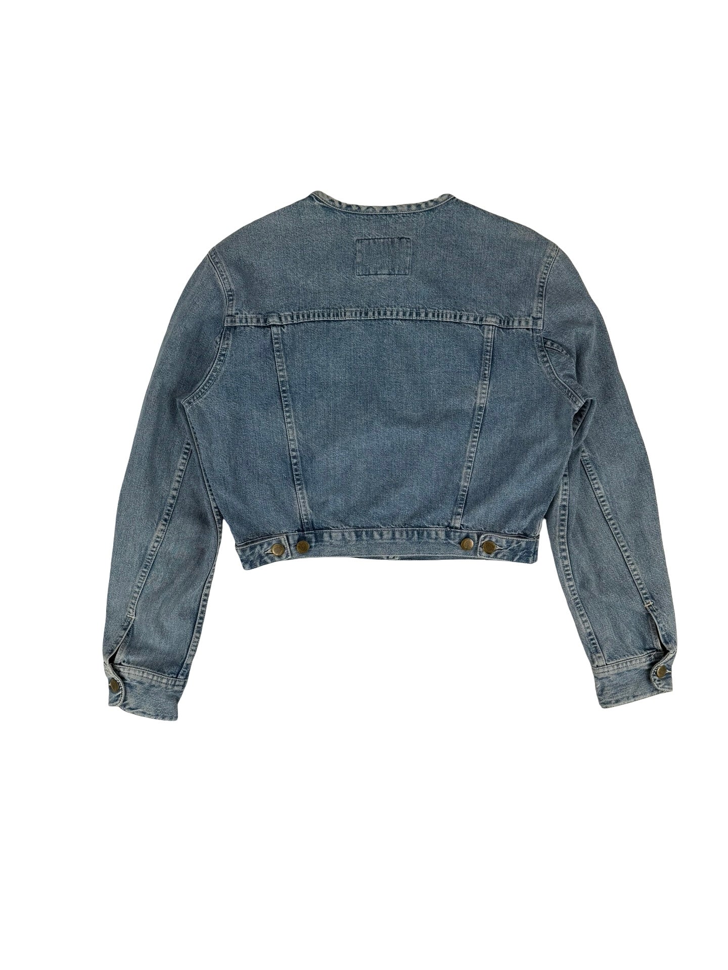 Blue denim cropped Kenzo jacket with button-up front and round collar