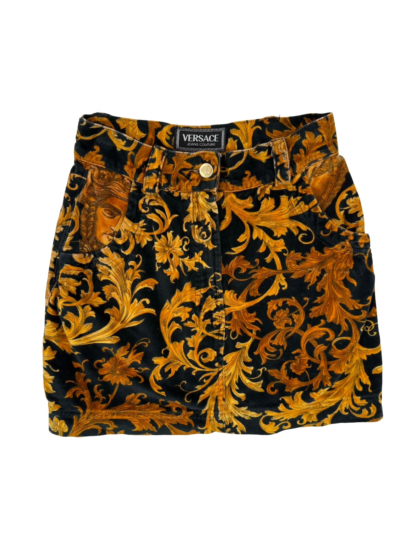 Versace baroque velvet mini skirt