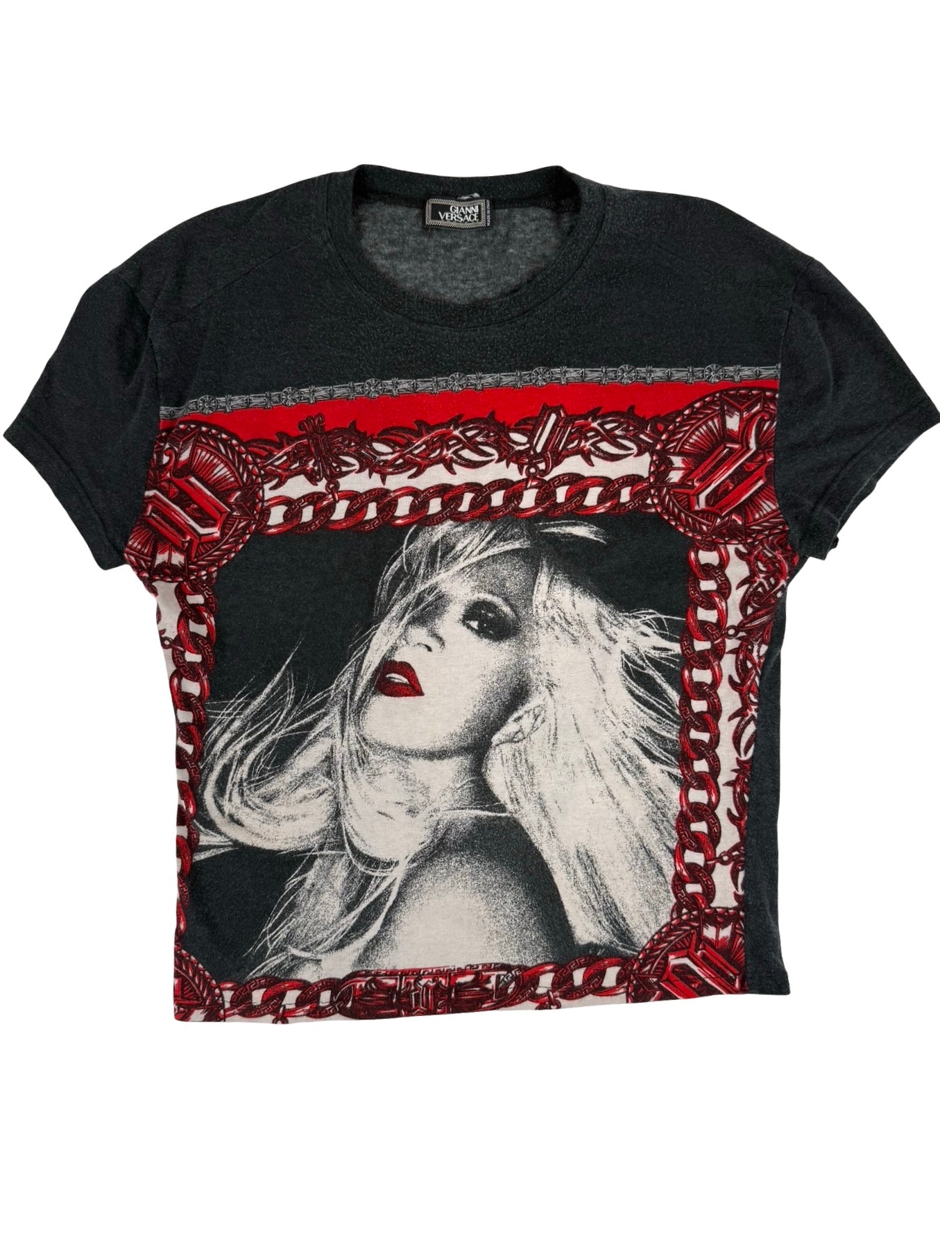 Gianni versace Black & red graphic donatella versace punk barbwire tee