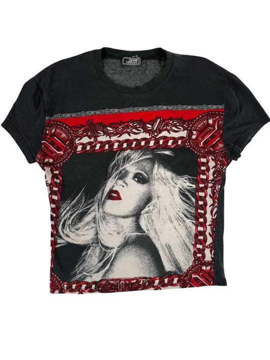 Gianni versace Black & red graphic donatella versace punk barbwire tee