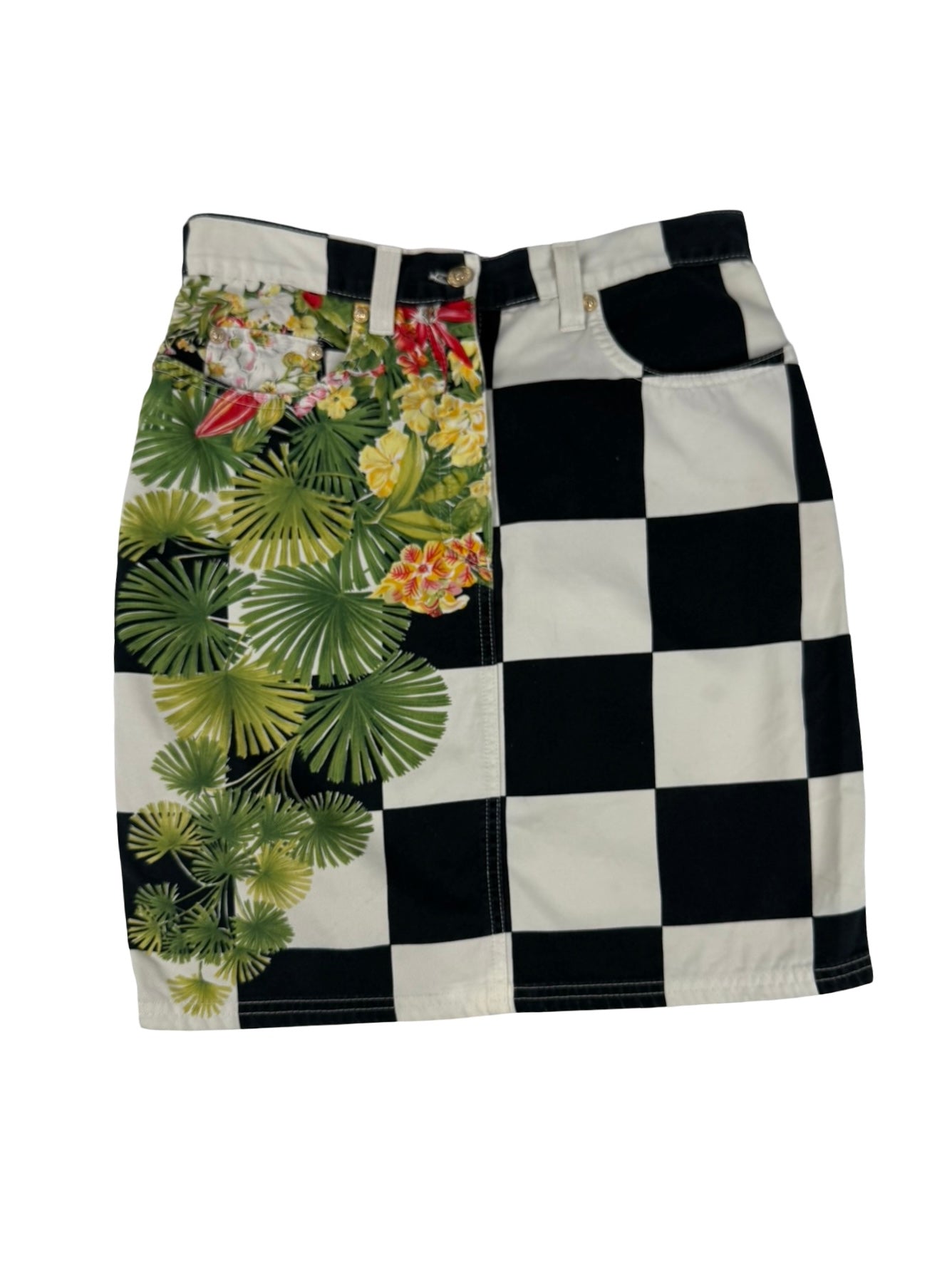 Versace checked palm skirt