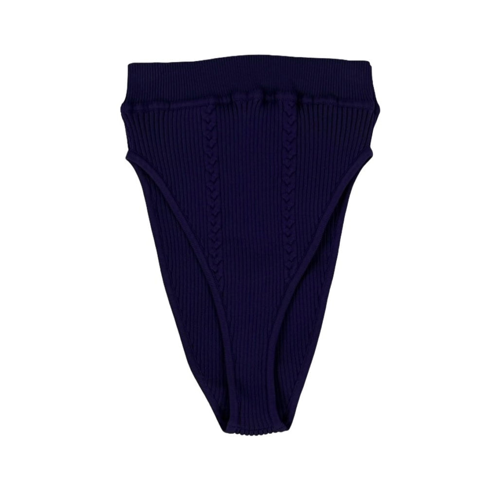 Navy blue ribbed legging on a white background