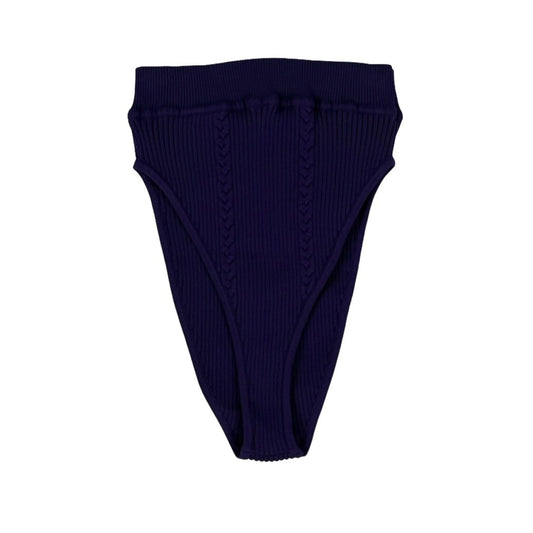 Navy blue ribbed legging on a white background