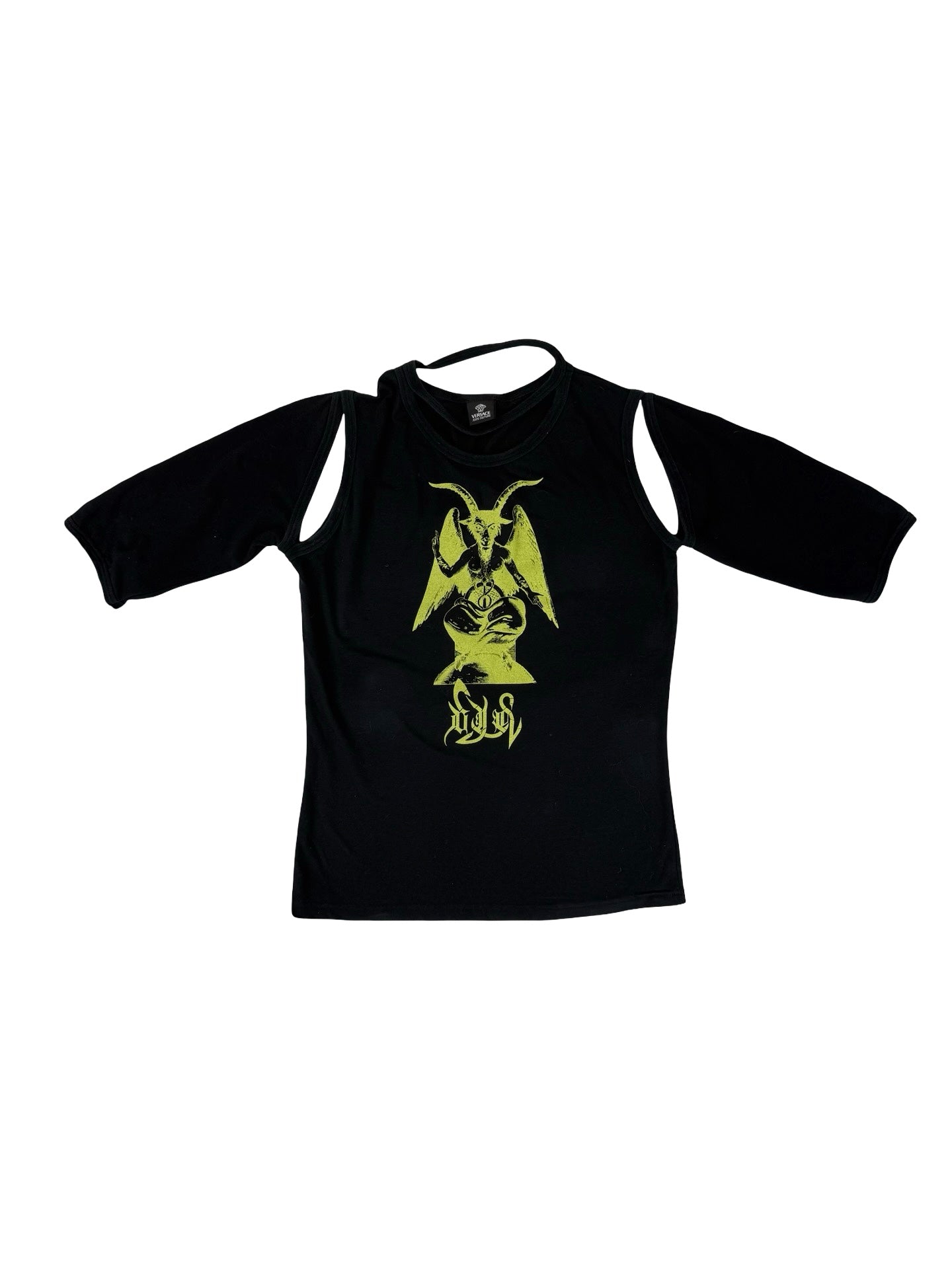 Versac Black and green cut out aysmetrical tactical ant christ #punk shirt #goth #grunge #antichrist #versace ! Uk 8-10