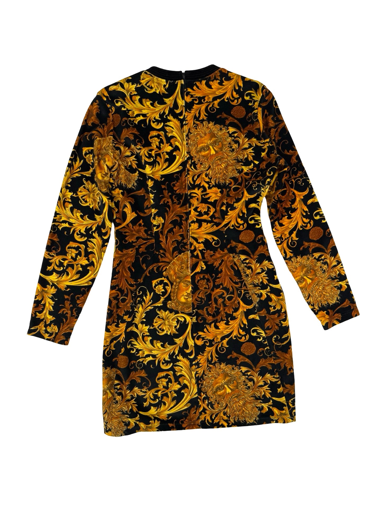 Versace baroque velvet long sleeved dress