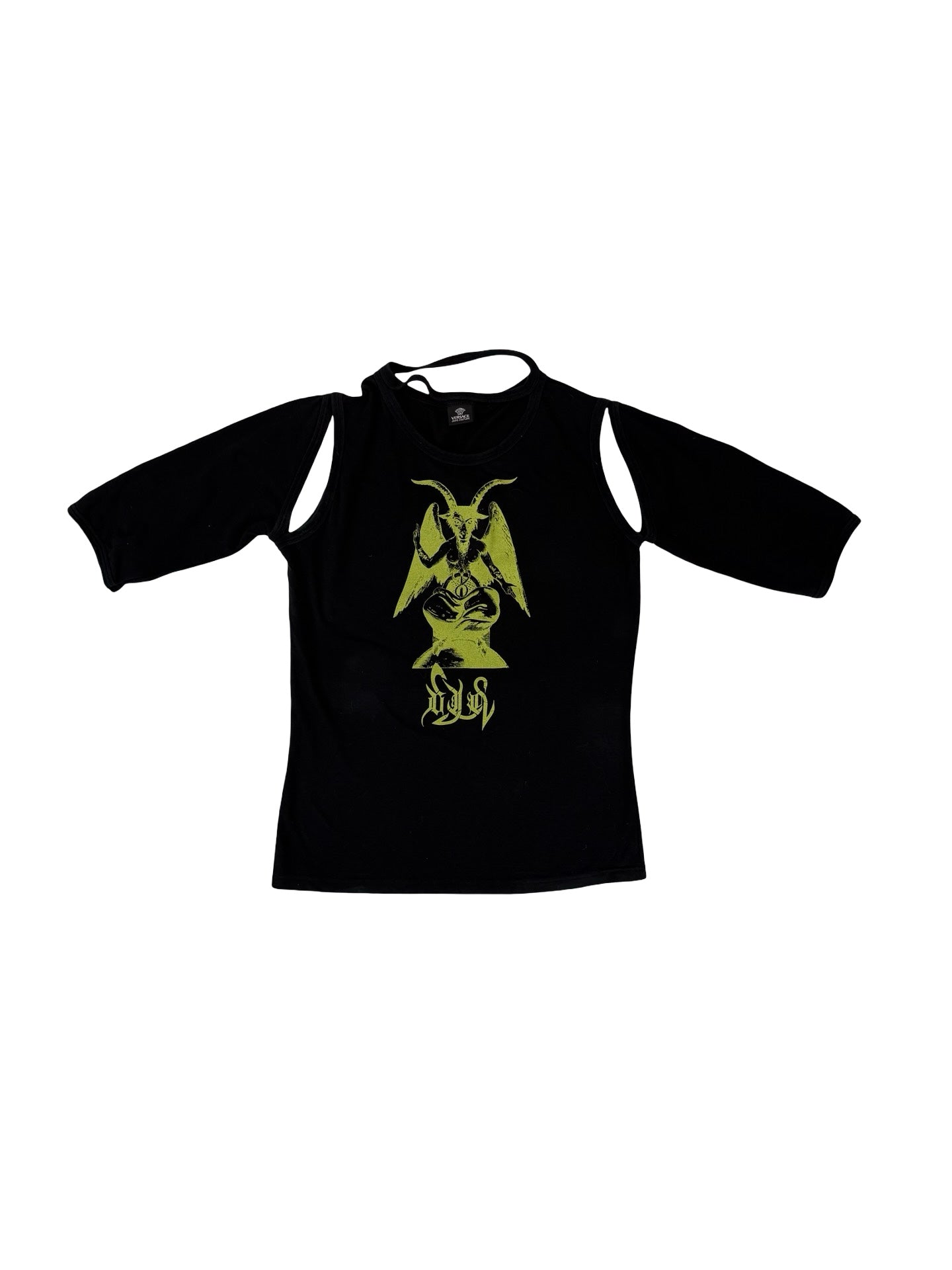 Versac Black and green cut out aysmetrical tactical ant christ #punk shirt #goth #grunge #antichrist #versace ! Uk 8-10