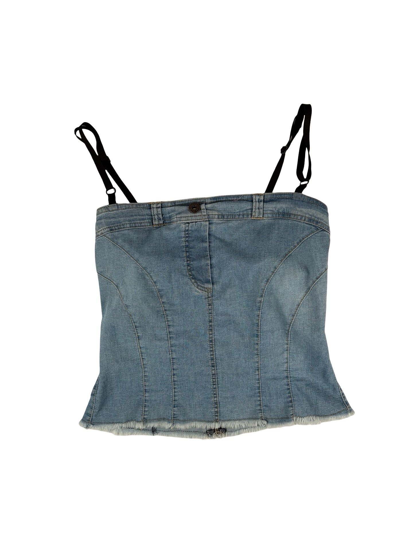 Blue denim dolce & gabbana corset top with adjustable straps