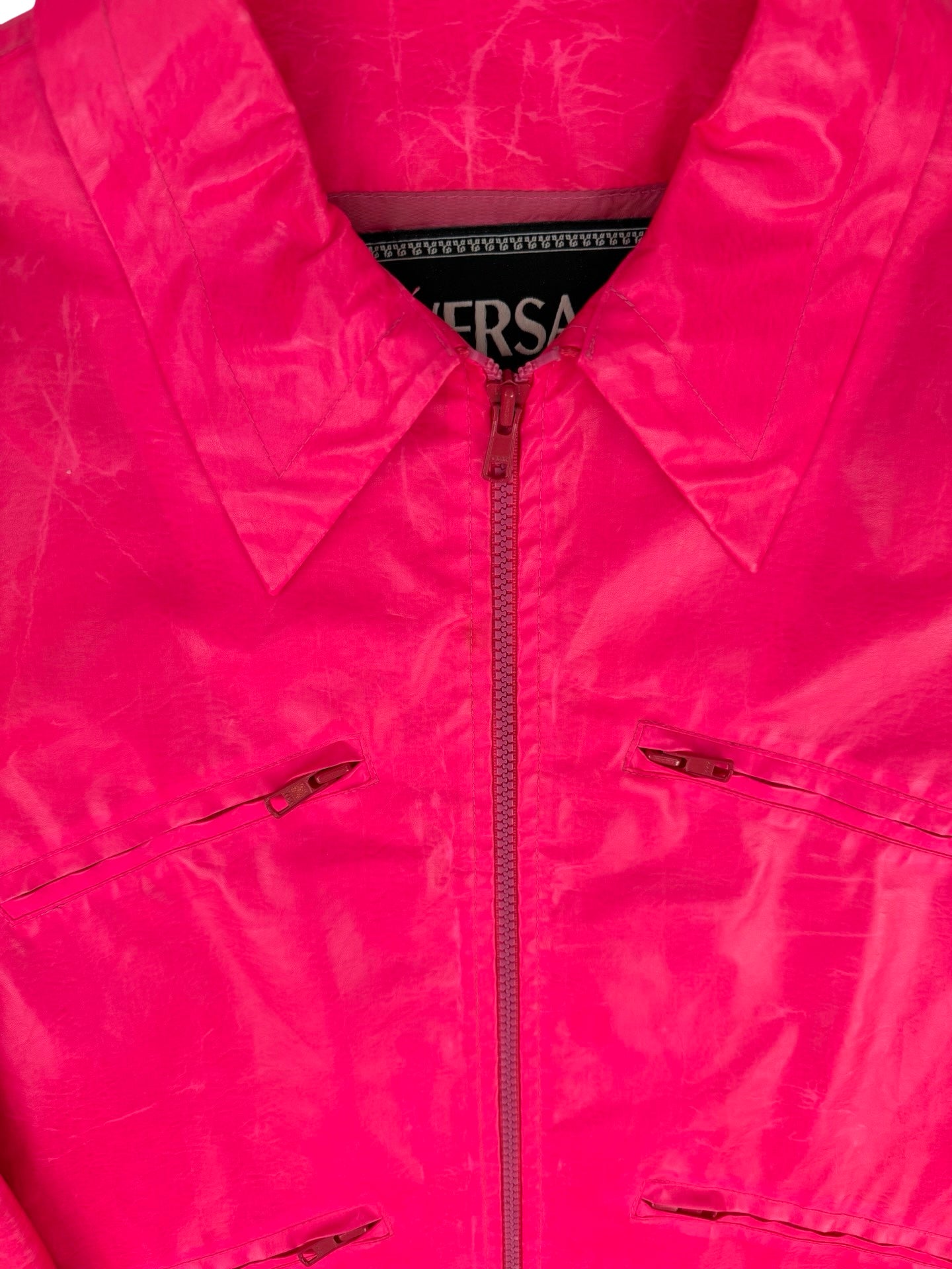 Versace neon pink pleather jacket
