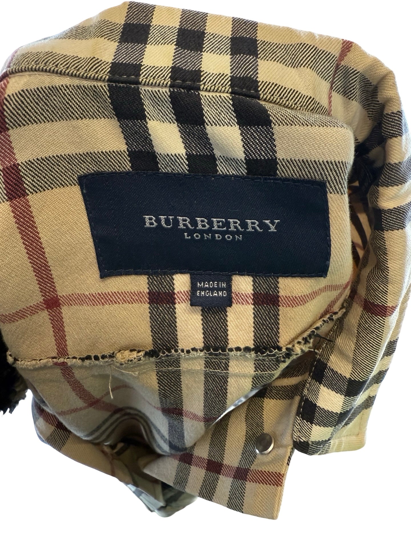 Burberry cream and black plaid cropped jacket