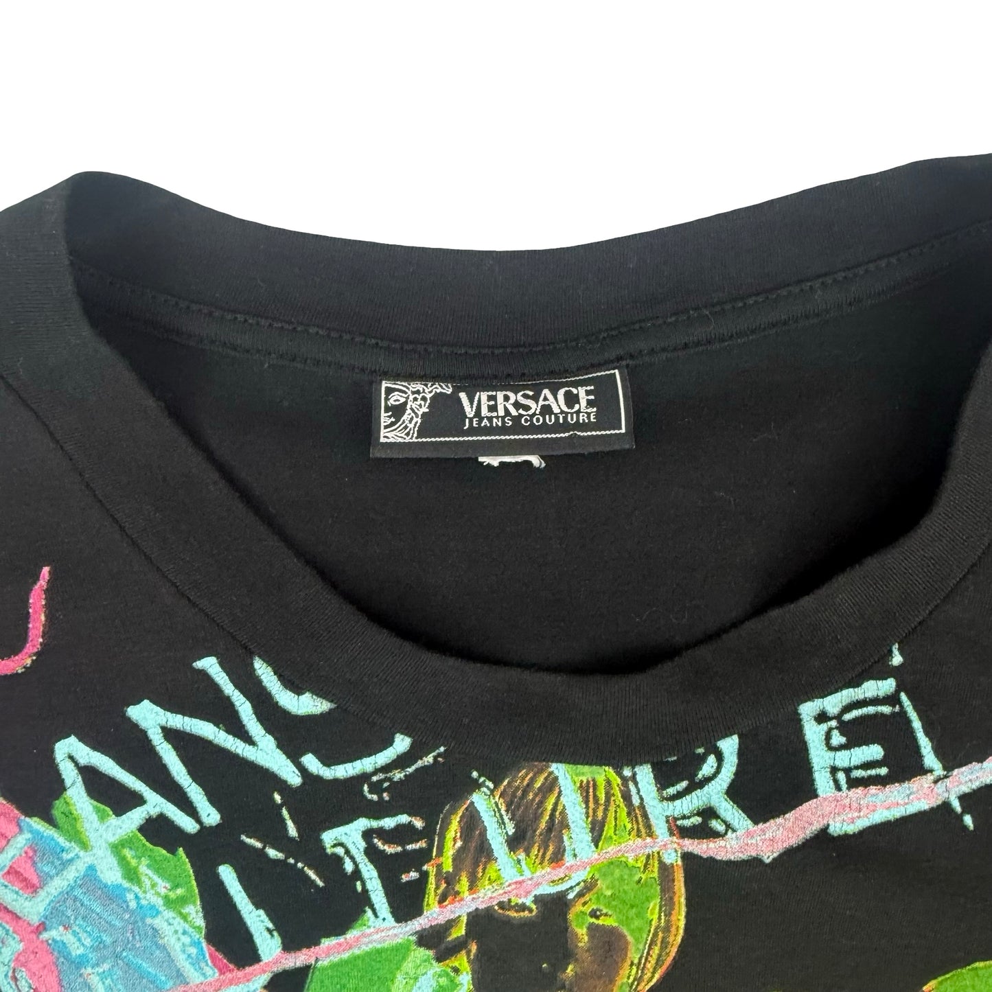 Black Versace long sleeve cotton t-shirt #streetwear X ray band long sleeve y2k top. One size ( large)