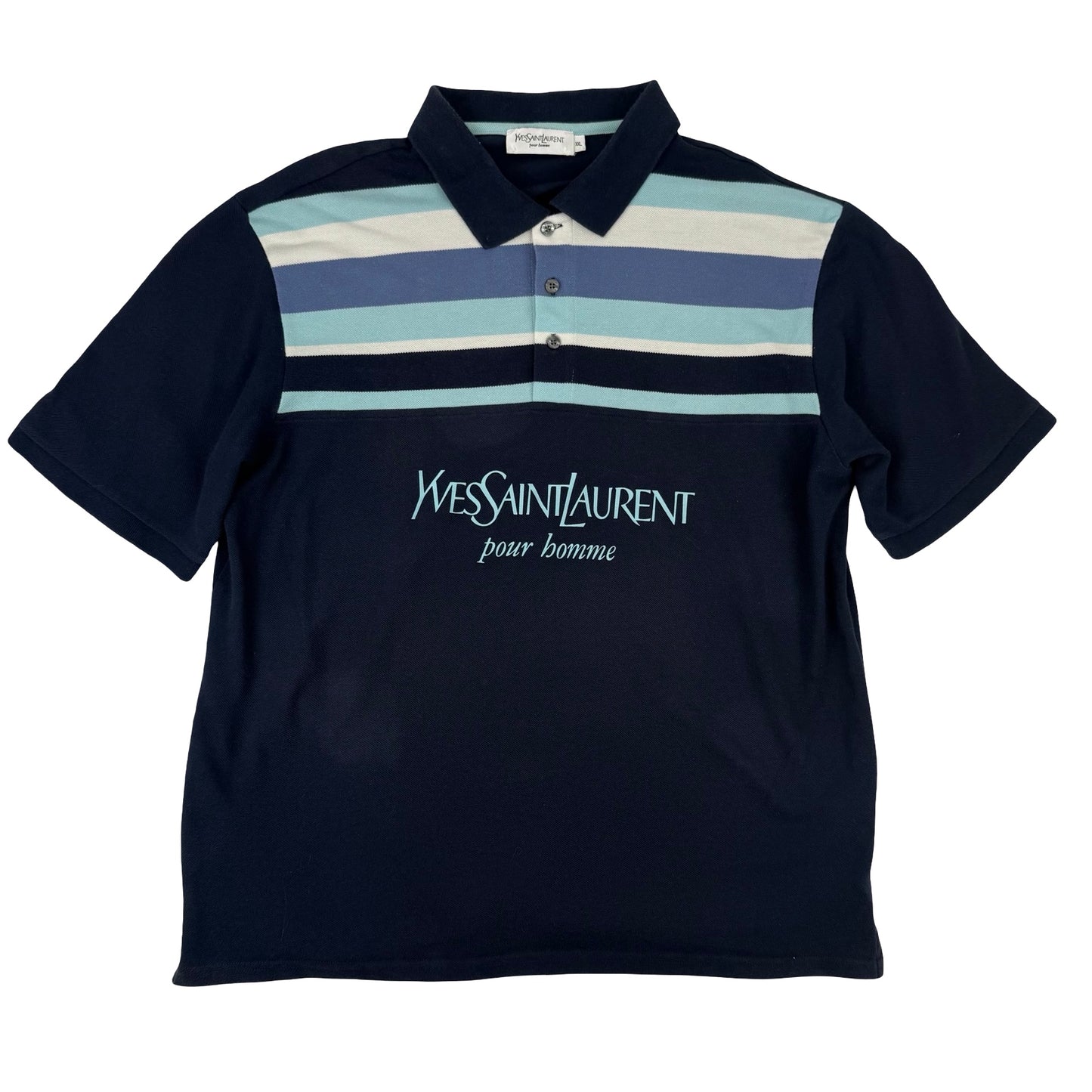 Yves Saint Laurent polo shirt in blue and white #YSL ! Size XXL