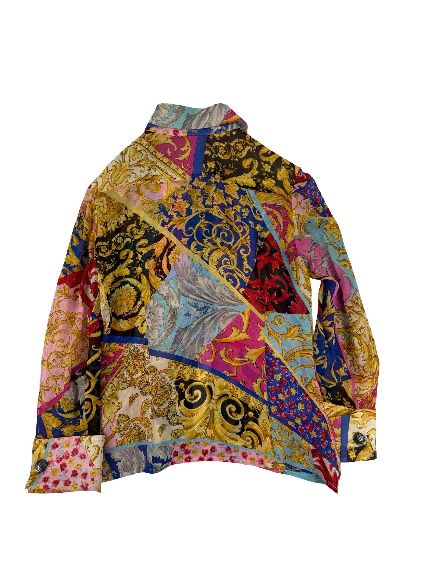 #Versace multi-coloured patchwork chain print shirt #Versace ! Size Uk 6-8 xX