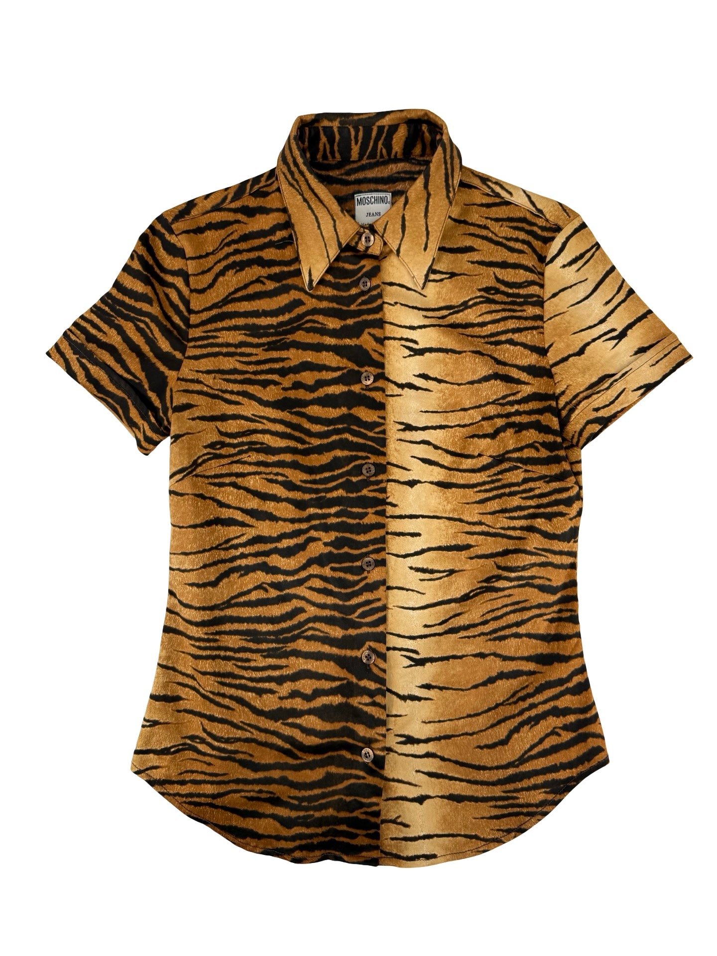 Y2k moschino Tiger print short sleeve button up shirt