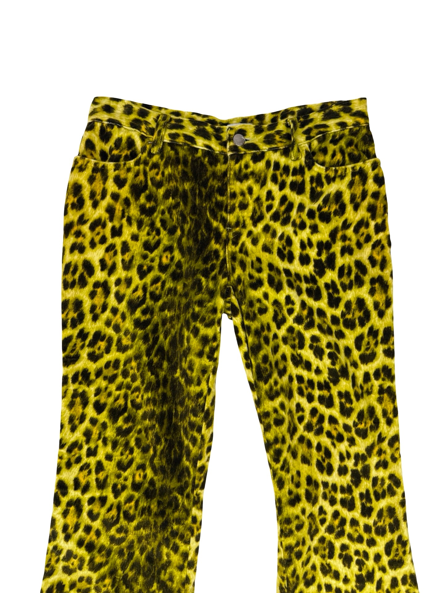 Yellow and black leopard print #velvet flare pants #leopardprint #flares! Uk 10