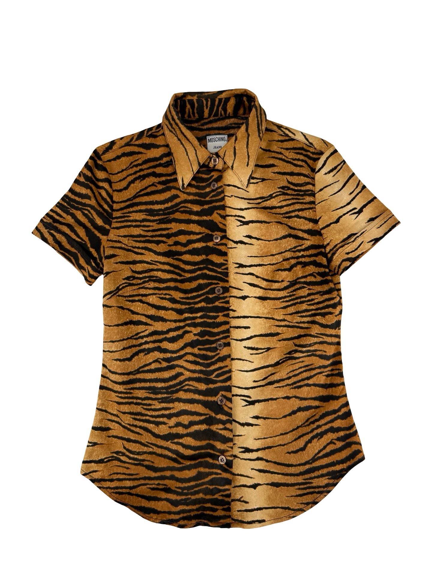 Y2k moschino Tiger print short sleeve button up shirt