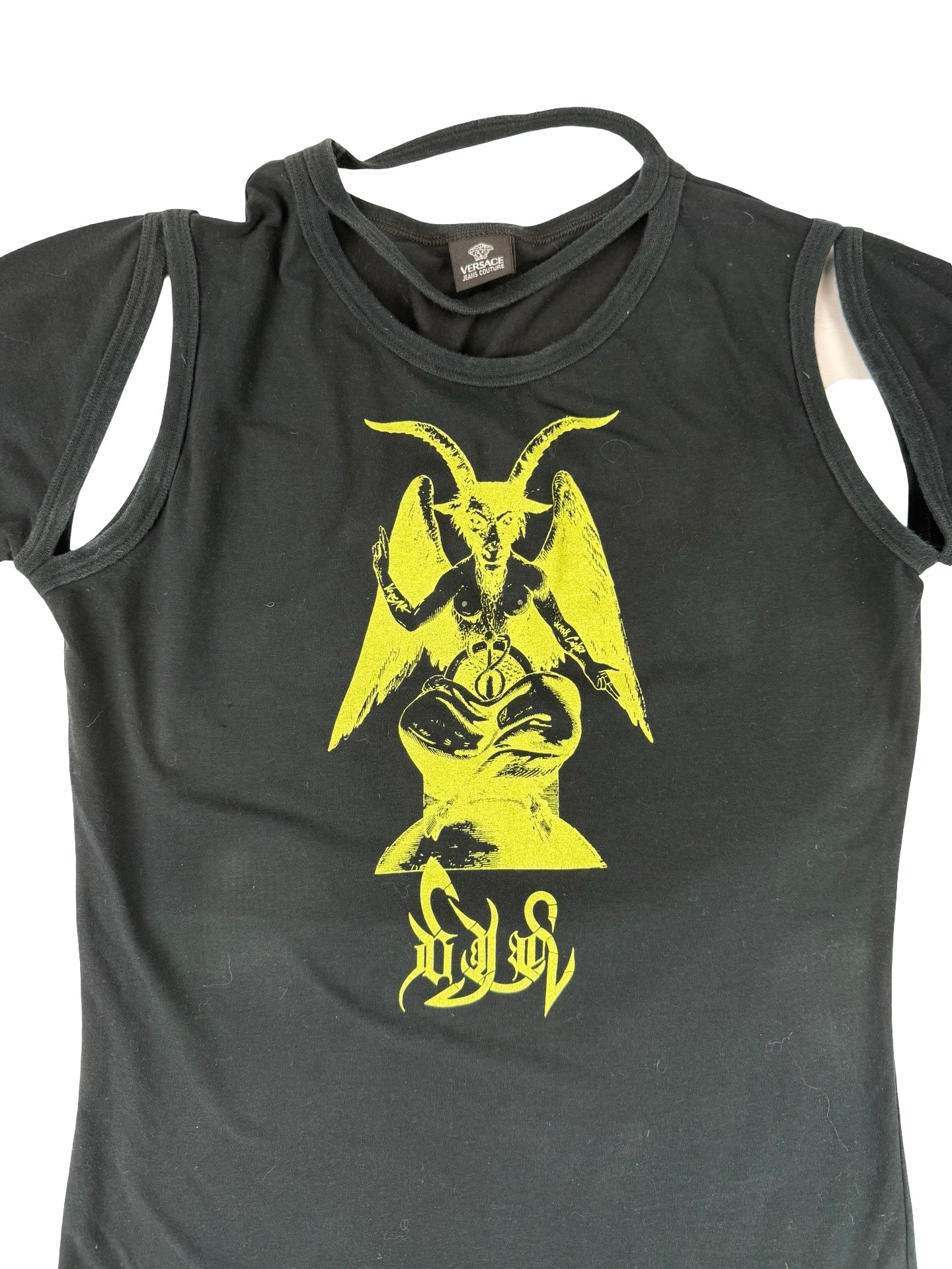 Versac Black and green cut out aysmetrical tactical ant christ #punk shirt #goth #grunge #antichrist #versace ! Uk 8-10