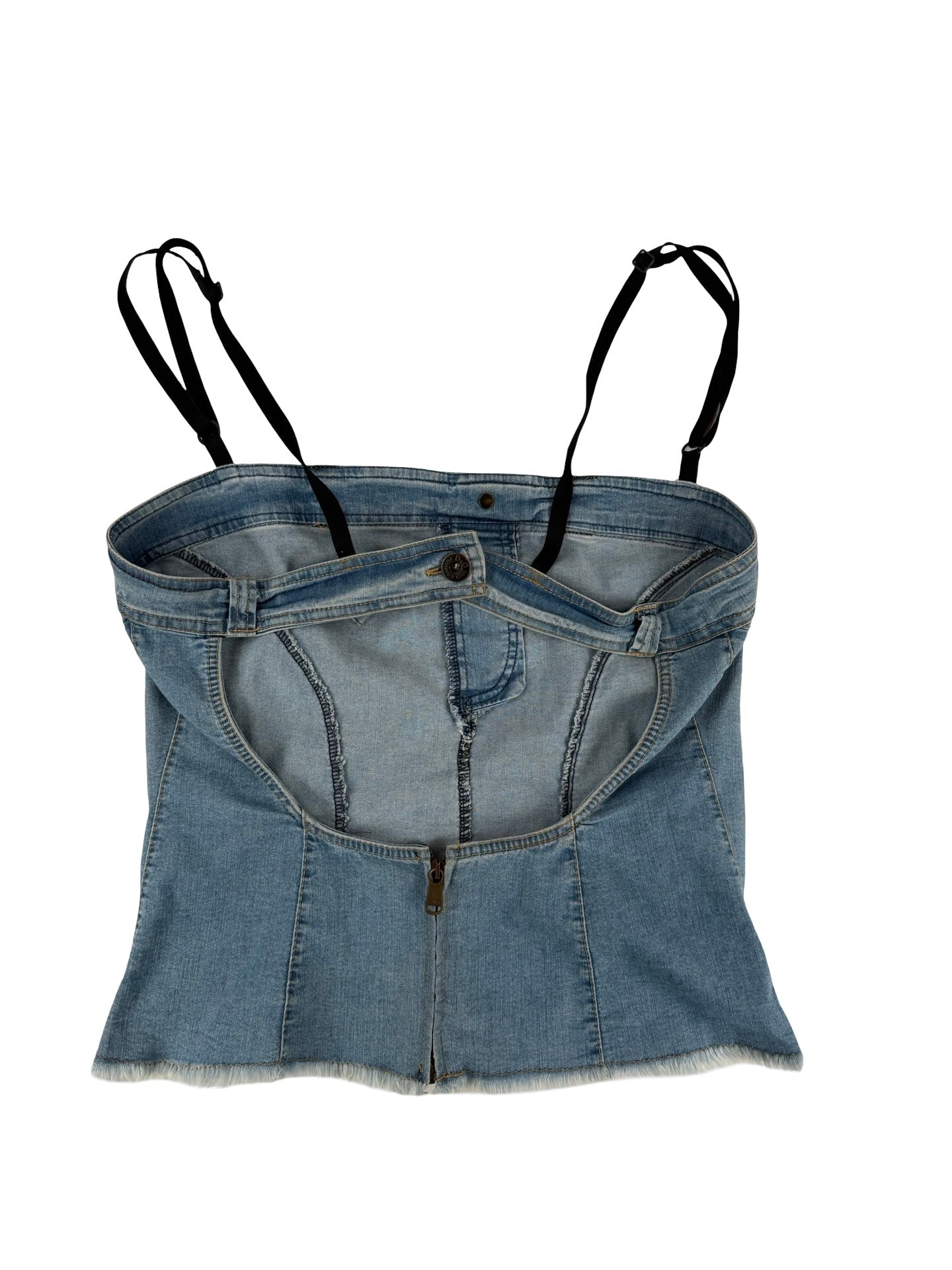 Blue denim dolce & gabbana corset top with adjustable straps