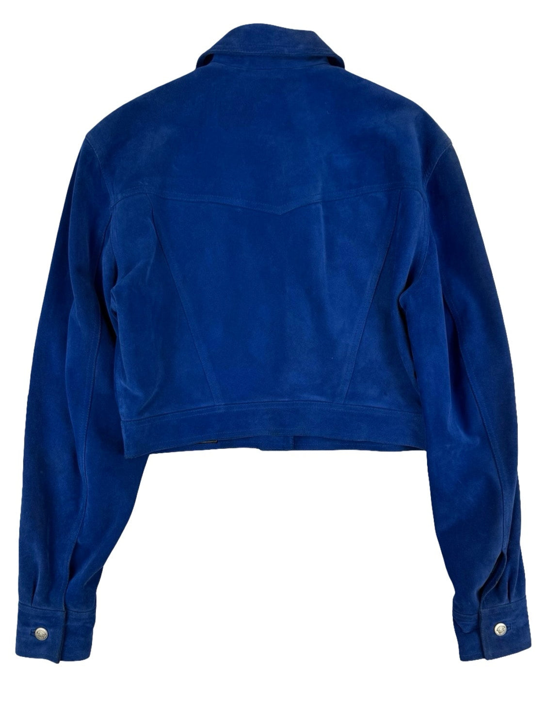 Versace blue suede Cropped jacket